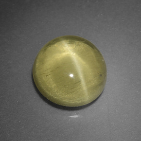 Apatita Olho de Gato Verde Dourado Natural 1.66ct, Corte Redondo, Translúcido