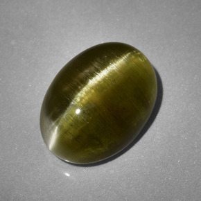 Apatita Olho de Gato Verde Dourado Natural 7.37ct, Corte Oval, Translúcido