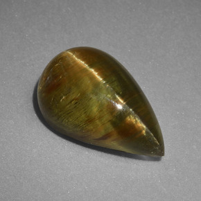 Apatita Olho de Gato Dourado Esverdeado Natural 4.02ct, Formato de pêra, Translúcido