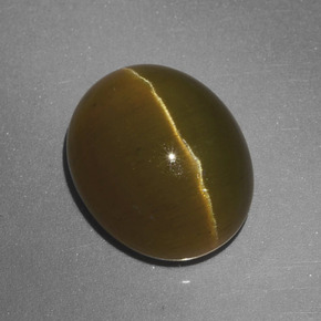 Apatita Olho de Gato Verde Dourado Natural 8,22ct, Corte Oval, Translúcido