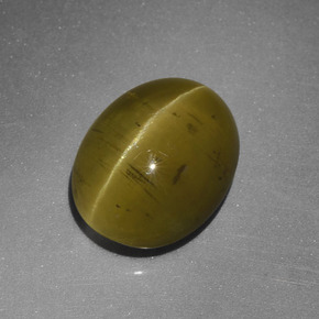 Apatita Olho de Gato Verde Dourado Natural 5.25ct, Corte Oval, Translúcido