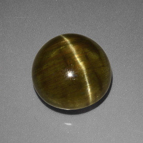 Apatita Olho de Gato Verde Dourado Natural 4.23ct, Corte Redondo, Translúcido