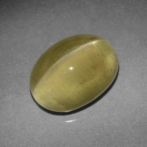 Apatita Olho de Gato Verde Dourado Natural 4.26ct, Corte Oval, Translúcido