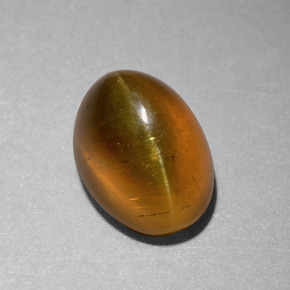 Apatita Olho de Gato Dourado Esverdeado Natural 6.55ct, Corte Oval, Translúcido