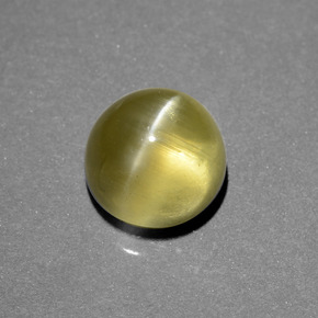 Apatita olho de gato dourado esverdeado natural 6,34ct, corte redondo, translúcido