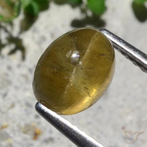Apatita Olho de Gato Amarelo Terroso Natural 2.12ct, oval, Translúcido