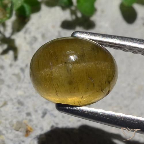 Apatita Olho de Gato Amarelo Terroso Natural 2.12ct, oval, Translúcido