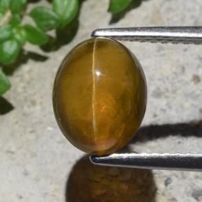 Cat's eye apatite verde natural 2,93ct, corte oval, translúcido