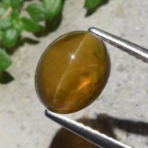 Cat's eye apatite verde natural 2,93ct, corte oval, translúcido