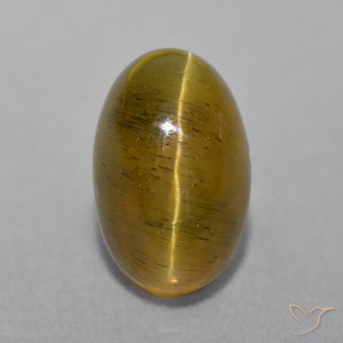 Apatita Olho de Gato Marrom Quente Natural 4.78ct, Corte Oval, Translúcido