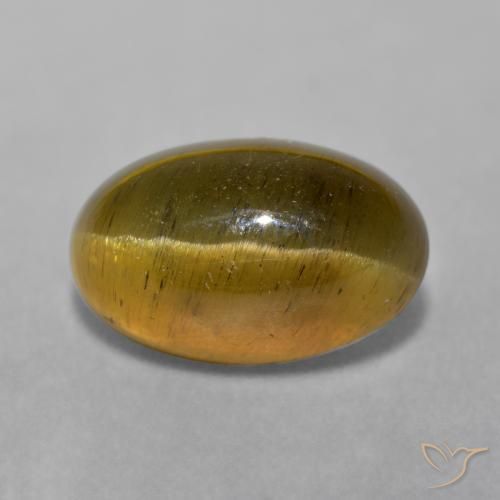 Apatita Olho de Gato Marrom Quente Natural 4.78ct, Corte Oval, Translúcido