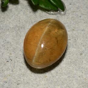 Apatita Olho de Gato Laranja Médio Natural 3.58ct, Corte Oval, Translúcido