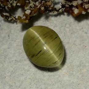 Apatita Olho de Gato Verde Terroso Natural 2.65ct, Corte Oval, Translúcido