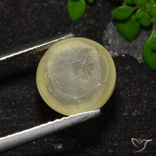 Apatita Olho de Gato amarelo neutro Natural 4.18ct, Corte Redondo, Transparente