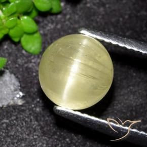 Apatita Olho de Gato amarelo médio Natural 3.41ct, Redondo, Translúcido