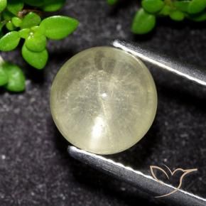 Apatita Olho de Gato Amarelo claro Natural 3.48ct, Redondo, Transparente