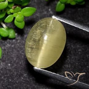 Apatita Olho de Gato amarelo médio Natural 3.09ct, oval, Transparente