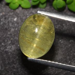 Apatita Olho de Gato Amarelo Dourado Claro Natural 3.51ct, Corte Oval, Translúcido