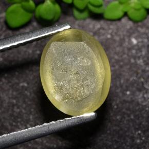 Apatita Olho de Gato Amarelo Dourado Claro Natural 3.51ct, Corte Oval, Translúcido