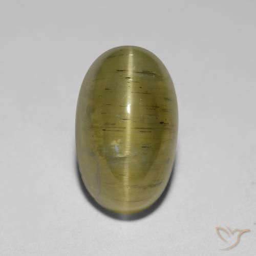 2.95ct Natural amarelo neutro Apatita Olho de Gato, oval, Translúcido