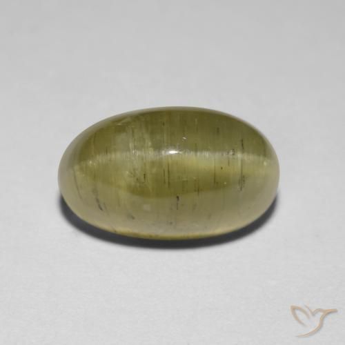 Apatita Olho de Gato amarelo neutro Natural 2.95ct, oval, Translúcido