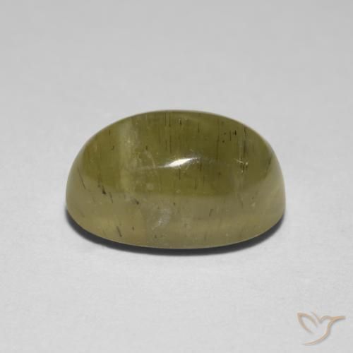 Apatita Olho de Gato amarelo neutro Natural 2.95ct, oval, Translúcido
