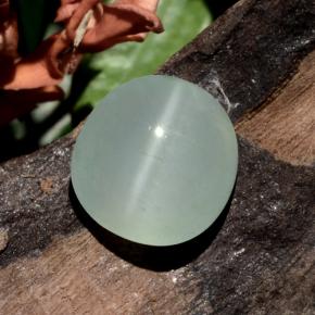 Olho de gato Água-marinha Light Bluish Green  Natural 7.75ct, Corte Oval, Translúcido