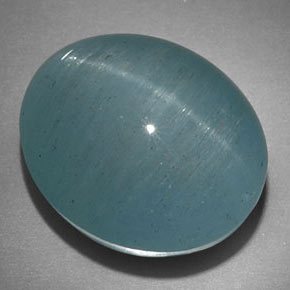 Cat's eye aquamarine verde natural 22,18ct, corte oval, translúcido