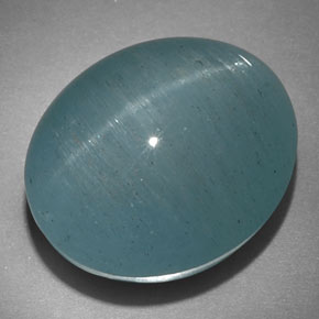 Cat's eye aquamarine verde natural 22,18ct, corte oval, translúcido