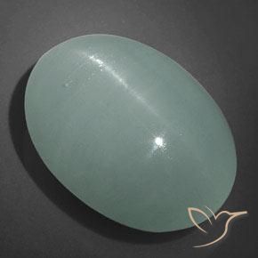 Olho de gato água-marinha Verde Azulado Claro Natural 32.10ct, oval, Translúcido