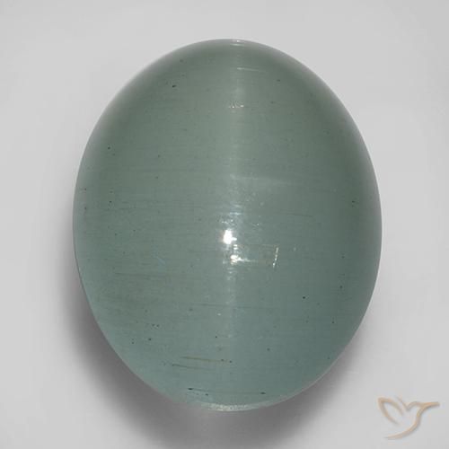 Olho de gato água-marinha Verde claro Azul Natural 30.03ct, oval, Translúcido