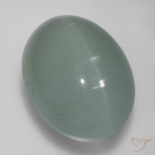 Olho de gato água-marinha Verde claro Azul Natural 30.03ct, oval, Translúcido