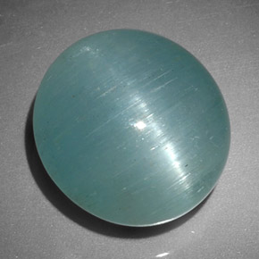 Cat's eye aquamarine verde natural 12,01ct, corte oval, translúcido