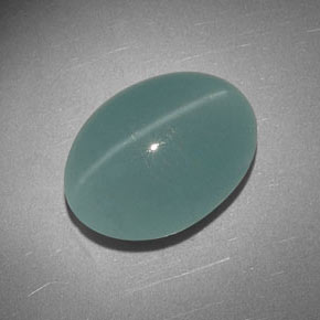 Olho de gato Água-marinha Azul verde Natural 16.36ct, Corte Oval, Translúcido