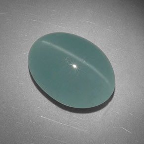 Olho de gato Água-marinha Azul verde Natural 16.36ct, Corte Oval, Translúcido