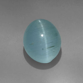 Olho de gato Água-marinha Azul verde Natural 9.60ct, Corte Oval, Translúcido