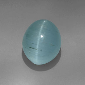 Olho de gato Água-marinha Azul verde Natural 9.60ct, Corte Oval, Translúcido