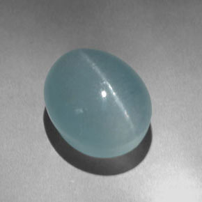 Água-marinha olho de gato azul-verde natural 11,20ct, corte oval, translúcido