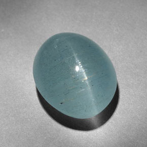 Olho de gato Água-marinha Azul verde Natural 9.64ct, Corte Oval, Translúcido