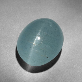 Olho de gato Água-marinha Azul verde Natural 9.64ct, Corte Oval, Translúcido