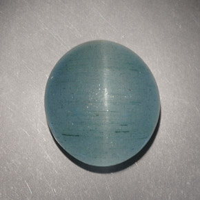 Cat's eye aquamarine verde natural 7,21ct, corte oval, translúcido