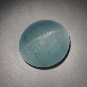 Cat's eye aquamarine verde natural 7,21ct, corte oval, translúcido