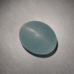 Cat's eye aquamarine verde natural 4,98ct, corte oval, translúcido