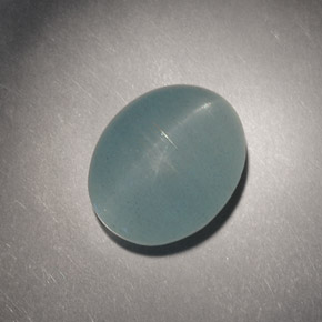 Cat's eye aquamarine verde natural 4,98ct, corte oval, translúcido