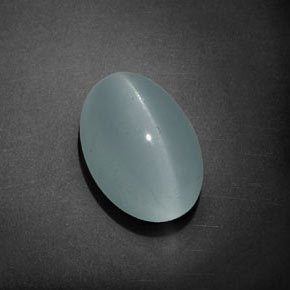 Olho de gato Água-marinha Azul esverdeado Natural 11.31ct, Corte Oval, Transparente