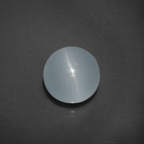 Olho de gato Água-marinha Azul esverdeado Natural 5.44ct, Corte Redondo, Transparente
