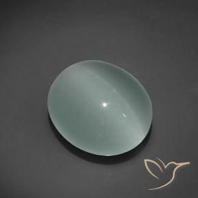 Água-marinha Olho de Gato Verde Mar Muito Claro Natural 20,64ct, Corte Oval, Transparente