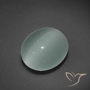 Água-marinha Olho de Gato Verde Mar Muito Claro Natural 20,64ct, Corte Oval, Transparente