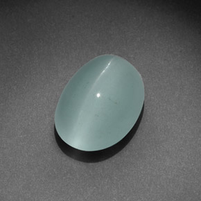 Olho de gato Água-marinha Azul esverdeado Natural 7.13ct, Corte Oval, Transparente