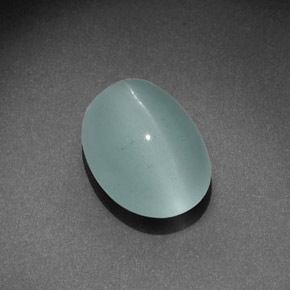 Olho de gato Água-marinha Azul esverdeado Natural 7.13ct, Corte Oval, Transparente